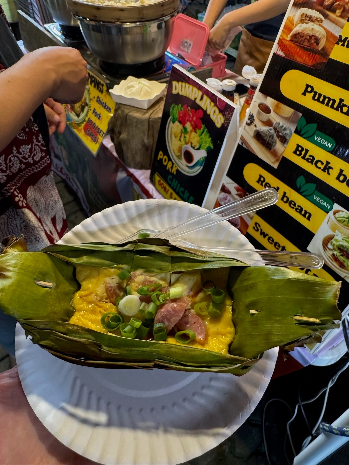 Street food served on banana leaf, Chiang Mai