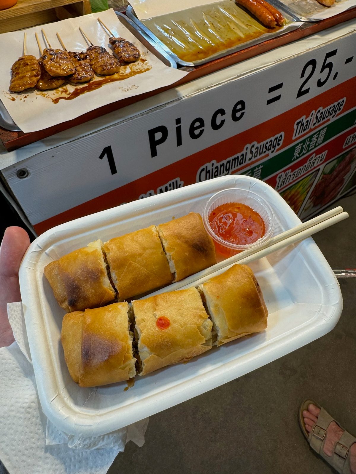 Fresh spring rolls at a street stall, Thailand